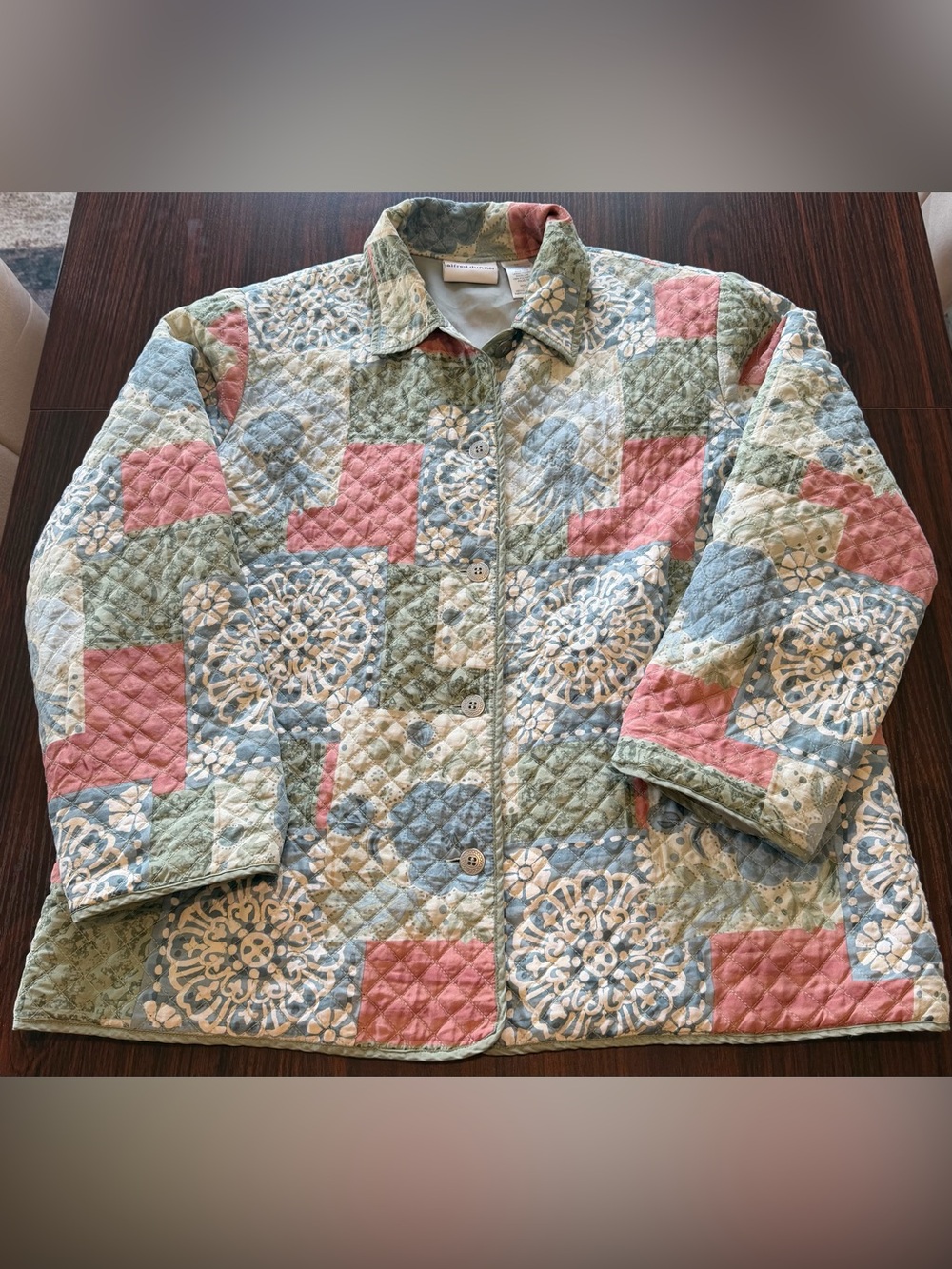 Alfred Dunner Women’s Vintage 100% Silk Quilted Patchwork Jacket Floral Size 14